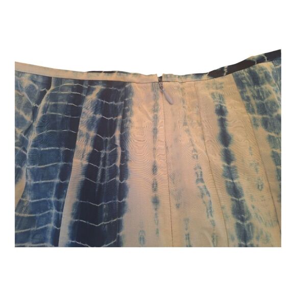 Lafayette 148 Silk Blend Skirt Tie dye lined knee length size 4 blue tulip flare - Picture 7 of 11